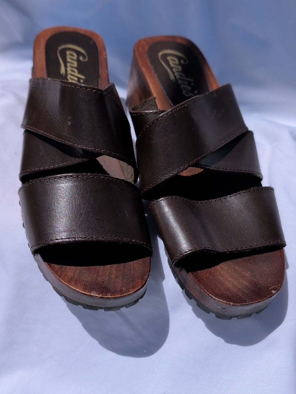 Candie's Dark Brown Men’s Leather Slide Sandals